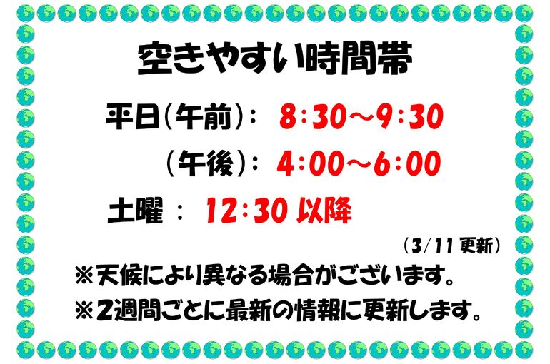 混雑状況 3月13日～3月25日