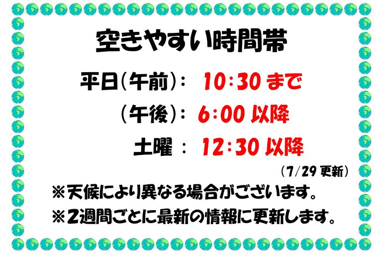 混雑状況 7月31日～8月12日