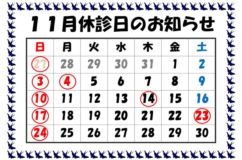 休診日のお知らせR6.11_page-0001