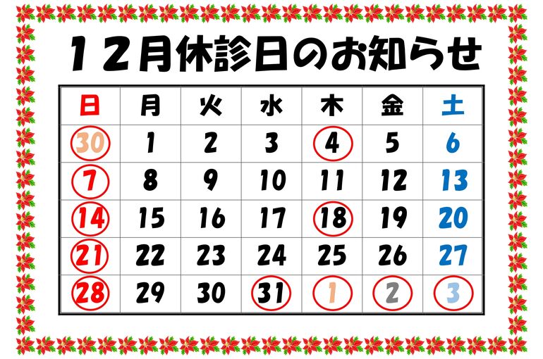 休診日のお知らせR7.12_page-0001